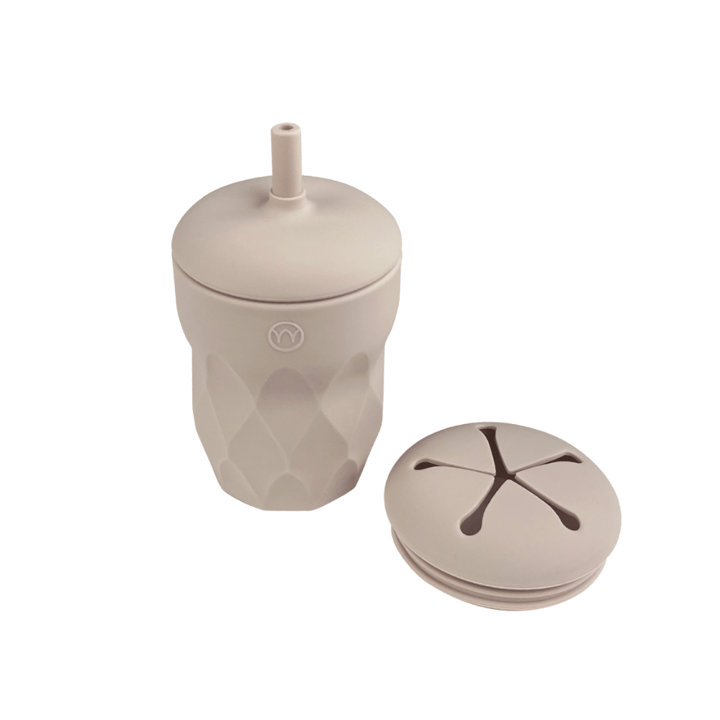 Mugg med Sugrör & Snacklock - Dune Beige Najell