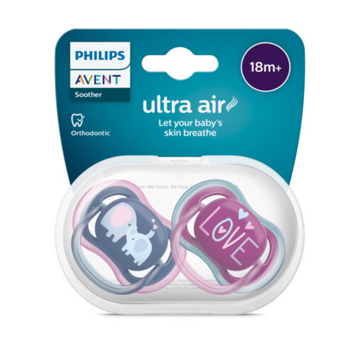 Napp Ultra Air 2-pack 18+ m - Blå/Rosa Philips Avent