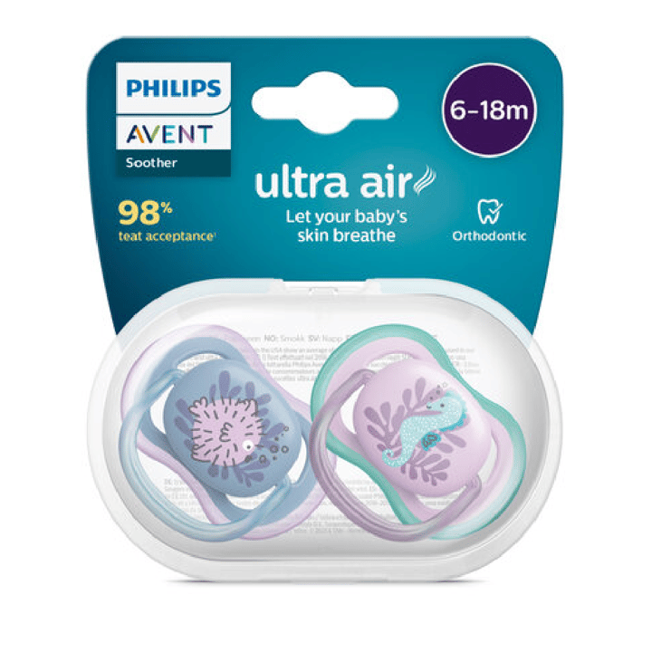 Napp Ultra Air 2-pack 6-18 m - Blå/Rosa Philips Avent