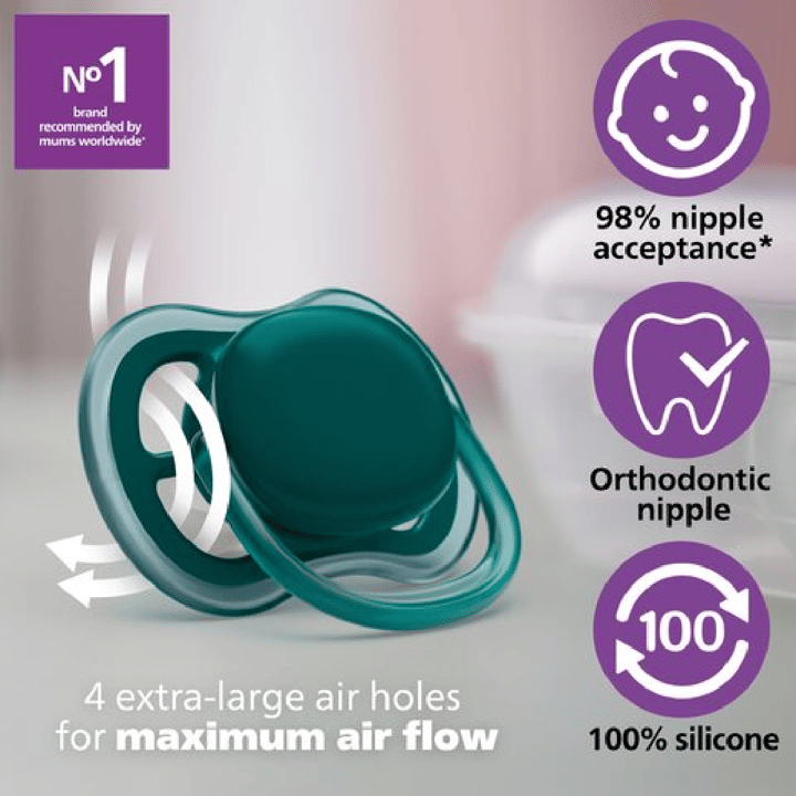 Napp Ultra Air 2-pack 6-18 m - Neutral Grön/Blå Philips Avent