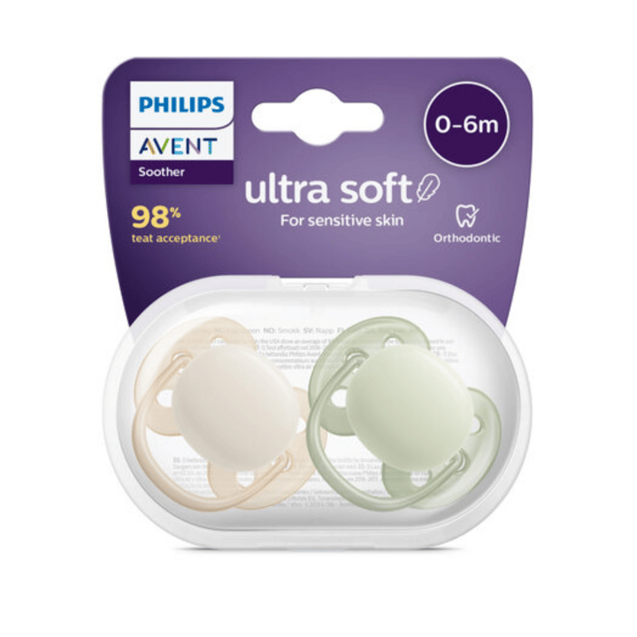 Napp Ultra Soft 2-pack 0-6 m - Beige/Grön Philips Avent