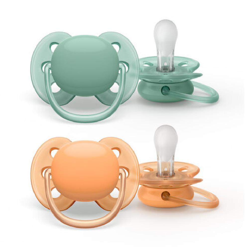 Philips Avent Napp Ultra Soft Neutral 2-pack 0-6 m Grön/Orange