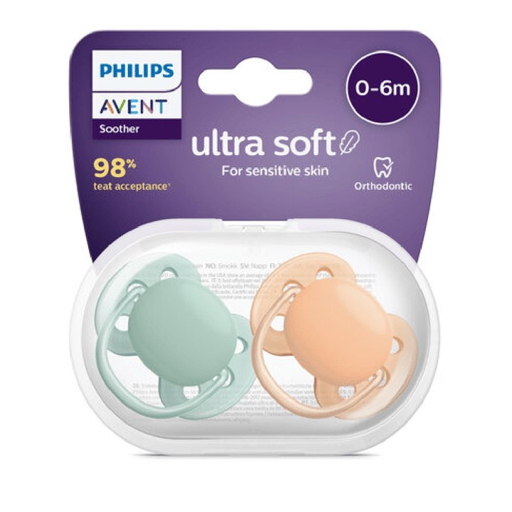 Napp Ultra Soft Neutral 2-pack 0-6 m - Grön/Orange Philips Avent