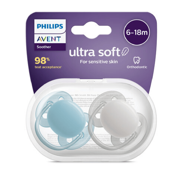 Napp Ultra Soft 2-pack 6-18 m - Blå/Grå Philips Avent