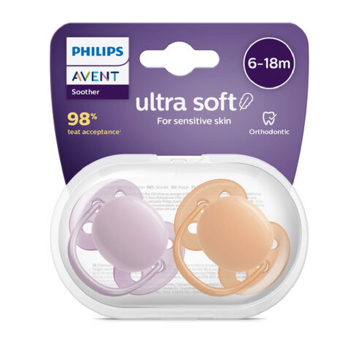 Napp Ultra Soft 2-pack 6-18 m - Lila/Orange Philips Avent