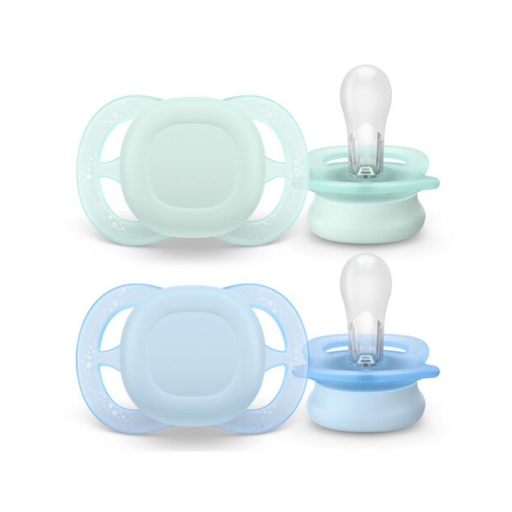 Philips Avent Napp Ultra Start Night 2-pack 0-2 m Ljusblå/Grön