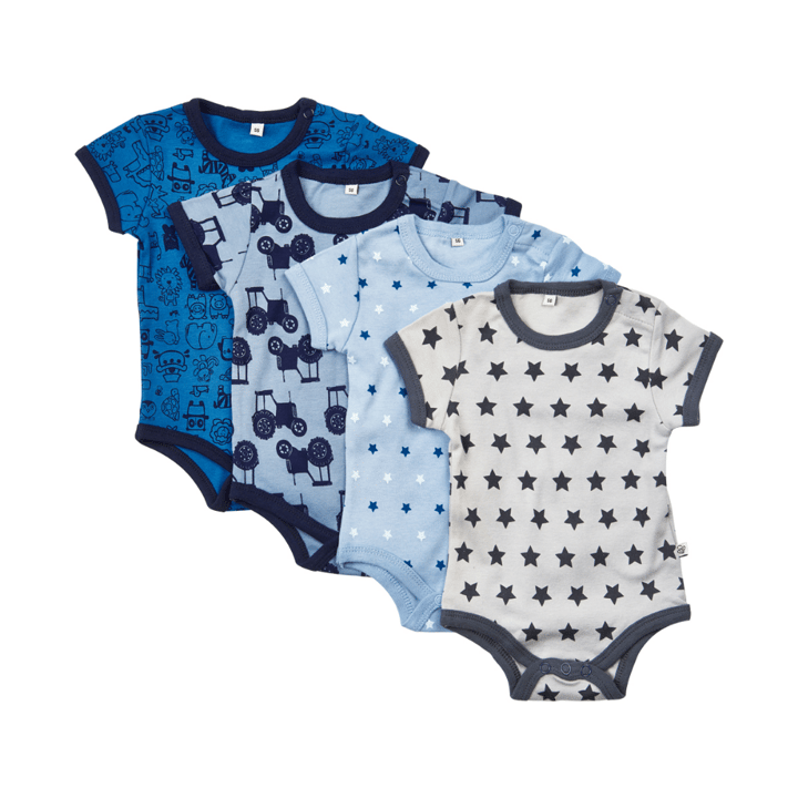 Kortärmad Body 4-pack - Blue Pippi