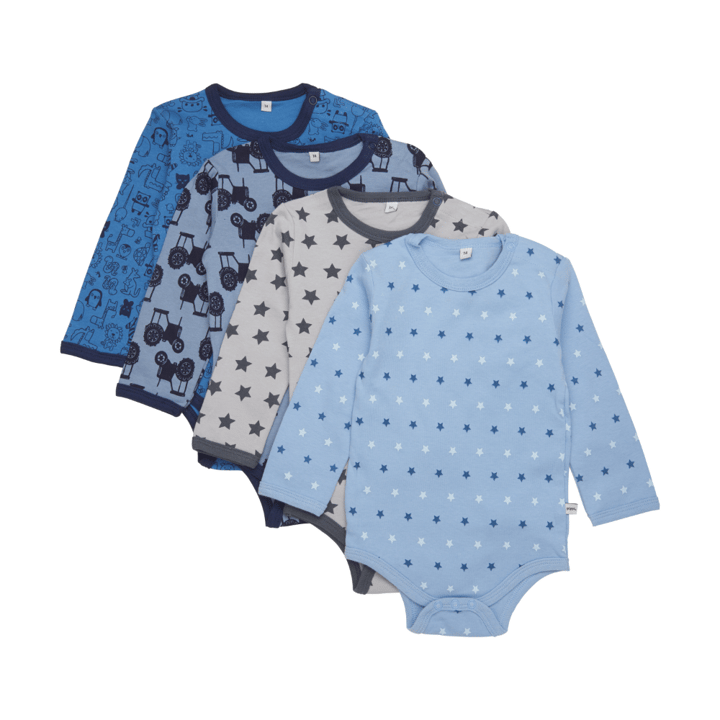 Långärmad Body 4-pack - Blue Pippi