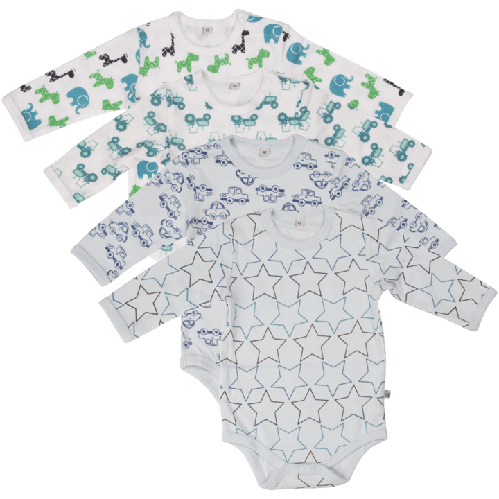 Långärmad Body 4-pack - Light Blue Pippi