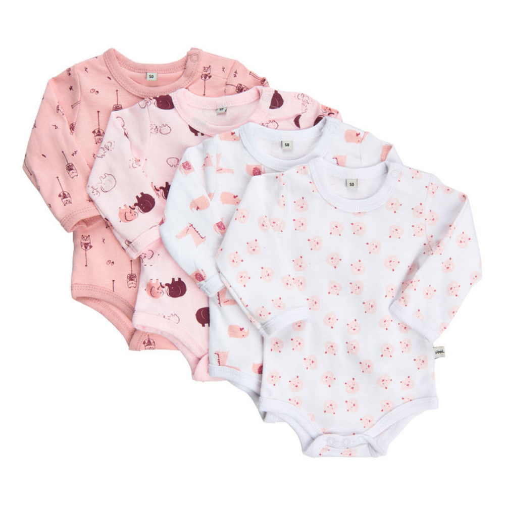 Pippi Långärmad Body 4-pack Lightrose
