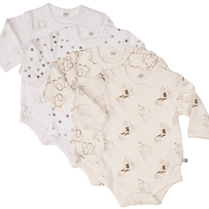 Långärmad Body 4-pack - Offwhite Pippi