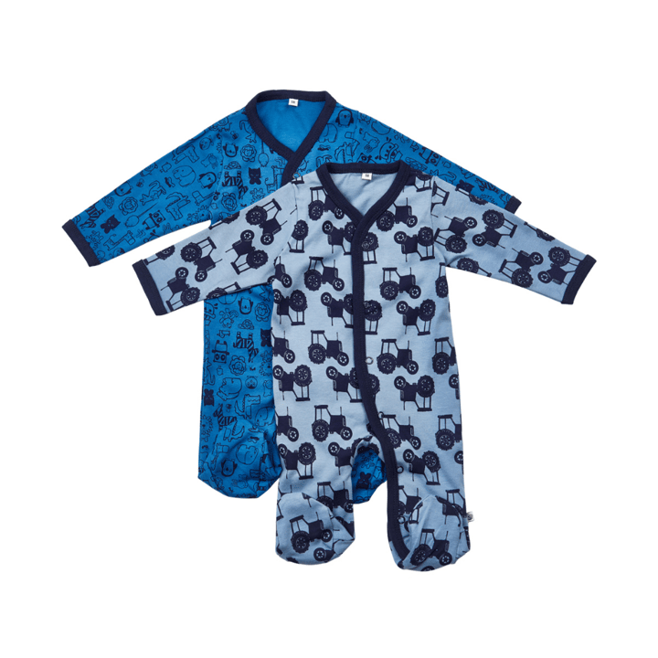 Långärmad Pyjamas med Fot 2-pack - Blue Pippi