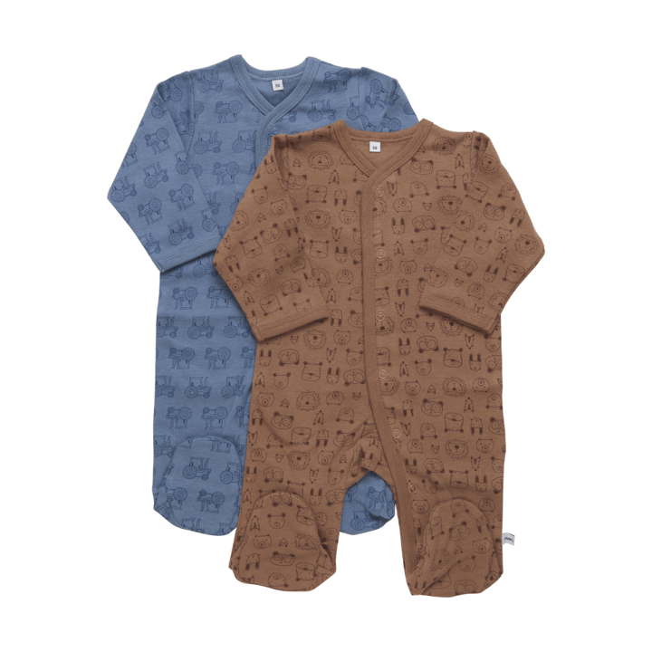Långärmad Pyjamas med Fot 2-pack - Blue Mirage Pippi