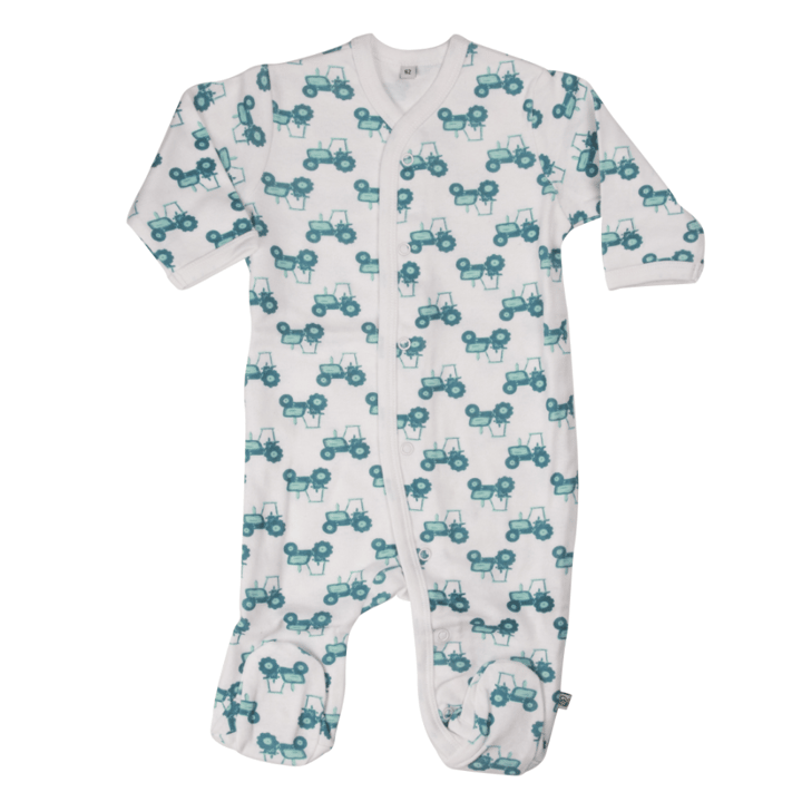 Långärmad Pyjamas med Fot 2-pack - Light Blue/White Pippi