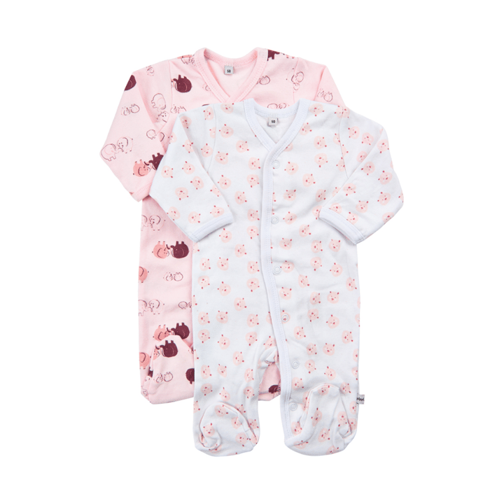Långärmad Pyjamas med Fot 2-pack - Lightrose Pippi