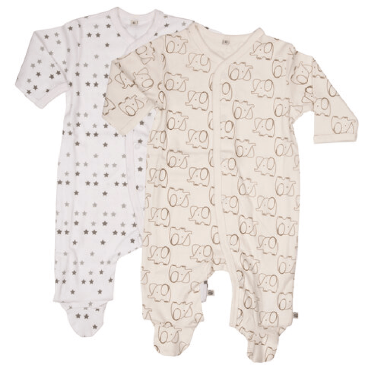 Långärmad Pyjamas med Fot 2-pack - Offwhite Pippi