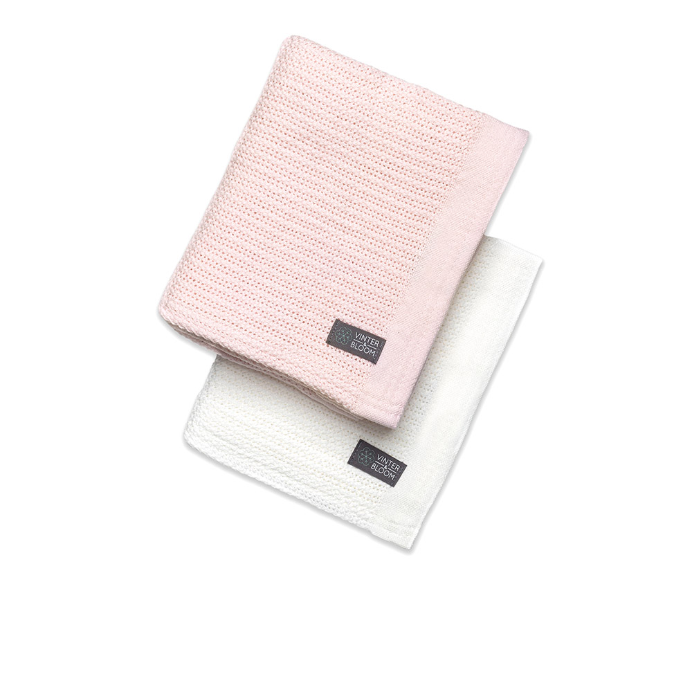 Product Image for Vinter & Bloom Filt Soft Grid EKO 2-pack Gallerfilt, Bright White/Baby Pink - BabyWorld