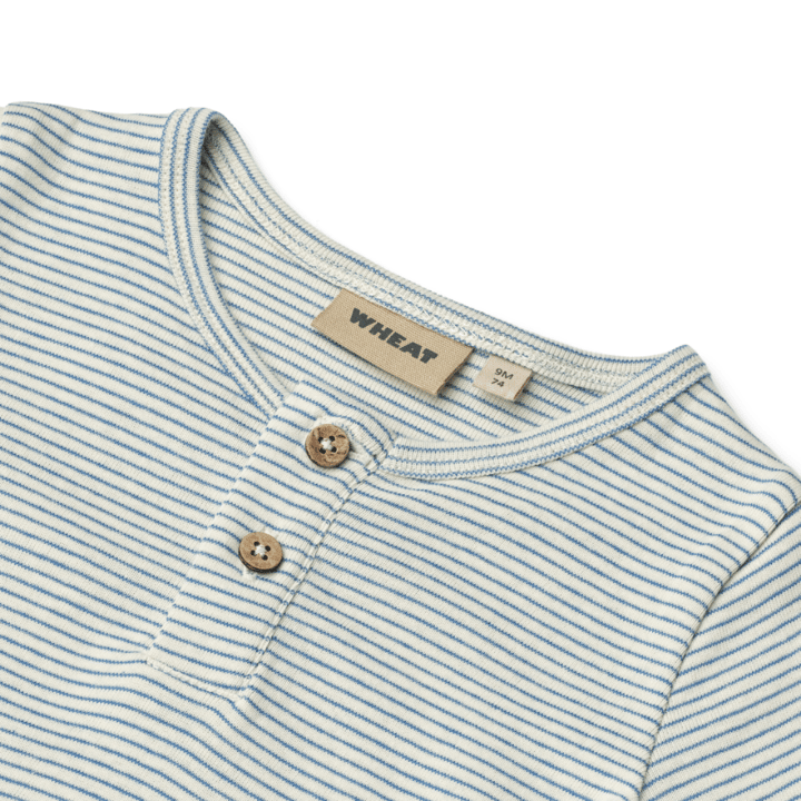 Kortärmad Jumpsuit Alfred - Blue Stripe WHEAT