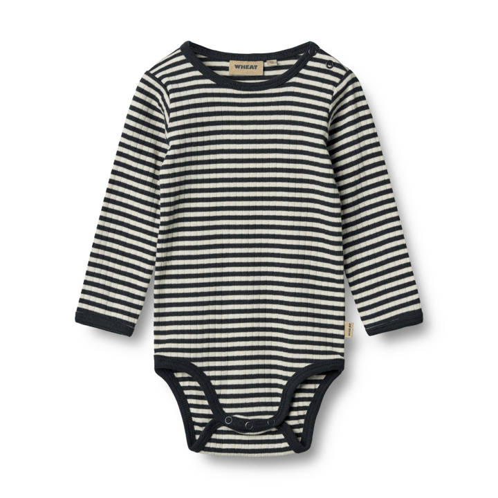 Långärmad Body Berti - Navy Rib Stripe WHEAT