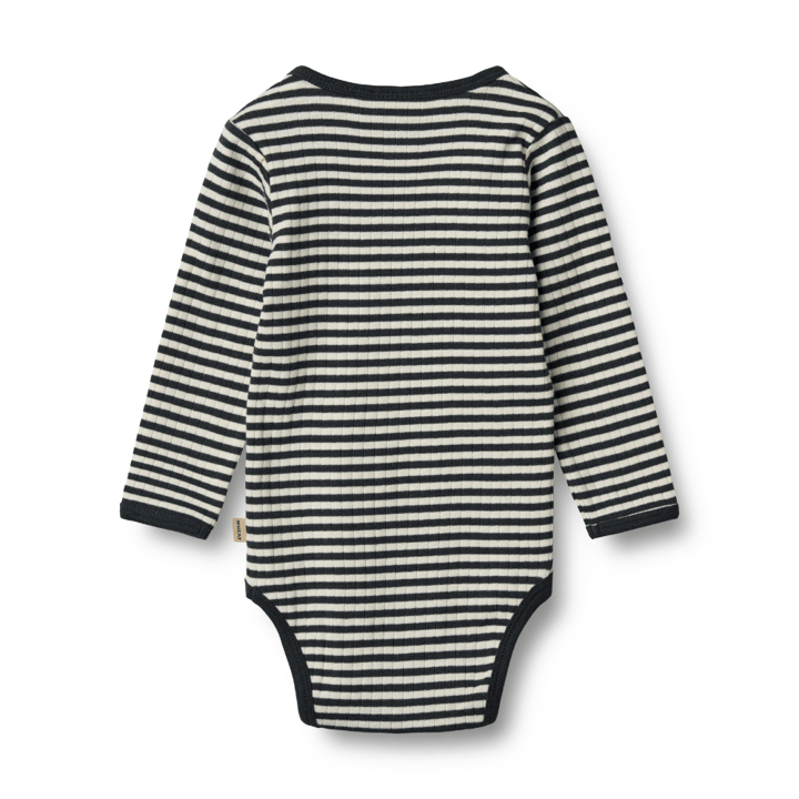 Långärmad Body Berti - Navy Rib Stripe WHEAT