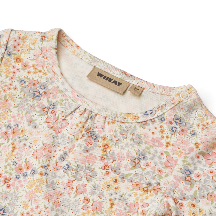 Långärmad Body Elmine - Bright Flowers WHEAT