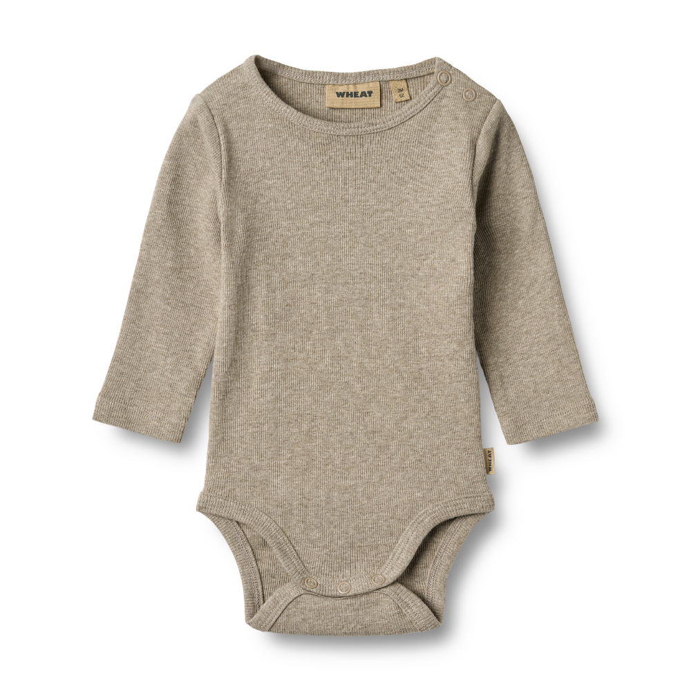 WHEAT Långärmad Body Ribbad Spencer Gravel Melange