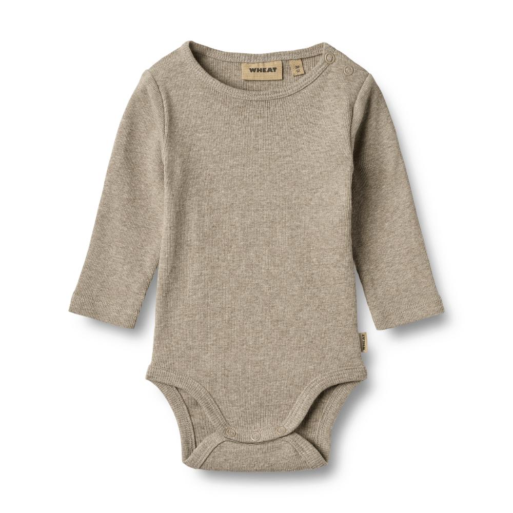 Långärmad Body Ribbad Spencer - Gravel Melange WHEAT