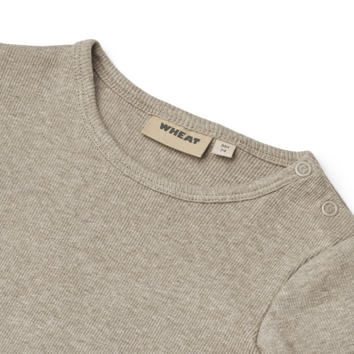 Långärmad Body Ribbad Spencer - Gravel Melange WHEAT
