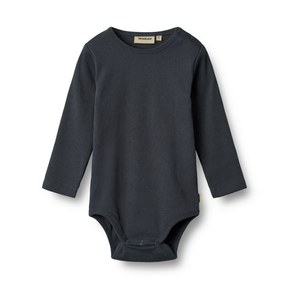 WHEAT Långärmad Body Ribbad Spencer Navy