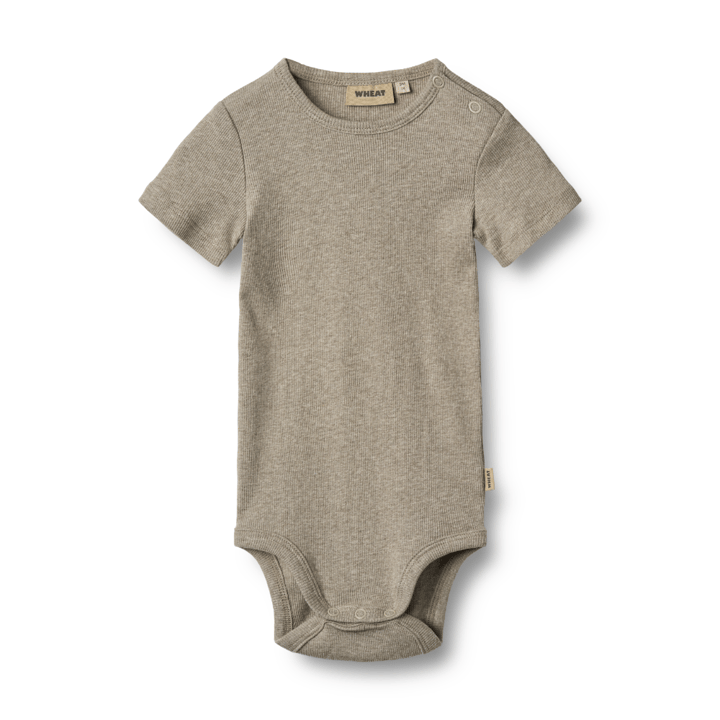 Kortärmad Body Ribbad Timo - Gravel Melange WHEAT