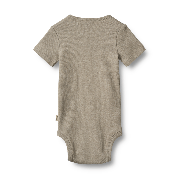 Kortärmad Body Ribbad Timo - Gravel Melange WHEAT