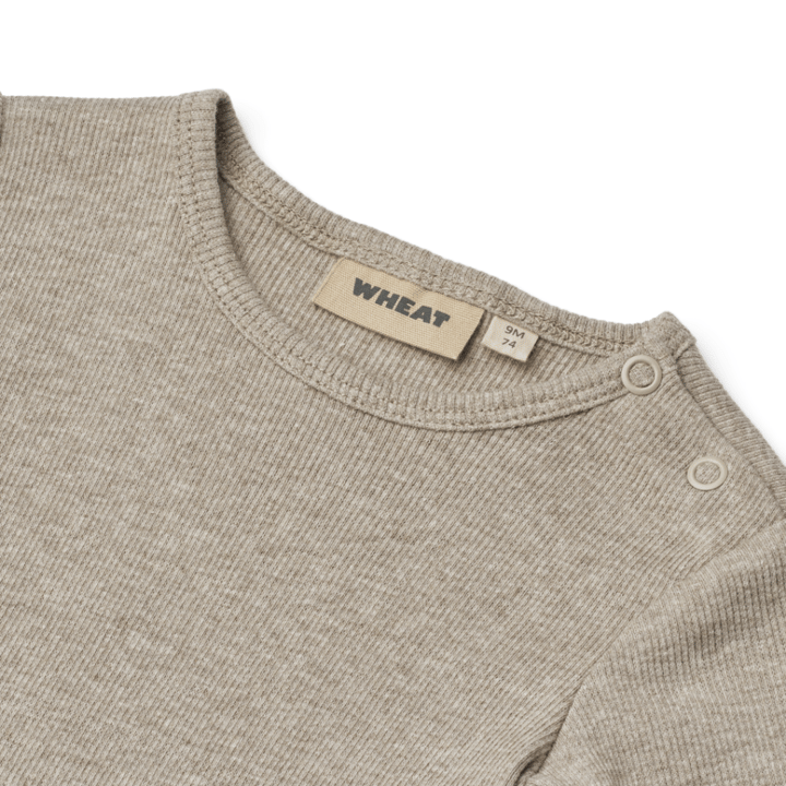 Kortärmad Body Ribbad Timo - Gravel Melange WHEAT