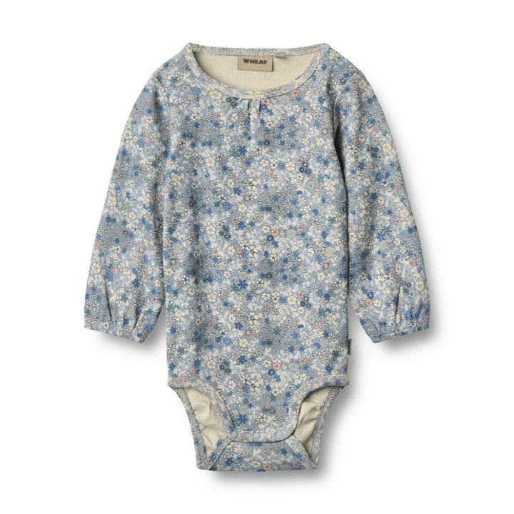 Långärmad Body Elmine - Blue Summer Flowers WHEAT