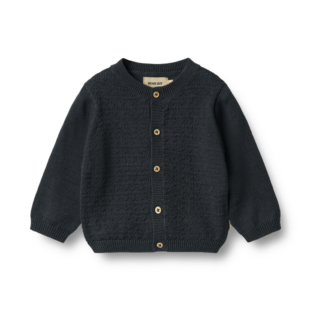WHEAT Stickat Kofta Björn Navy