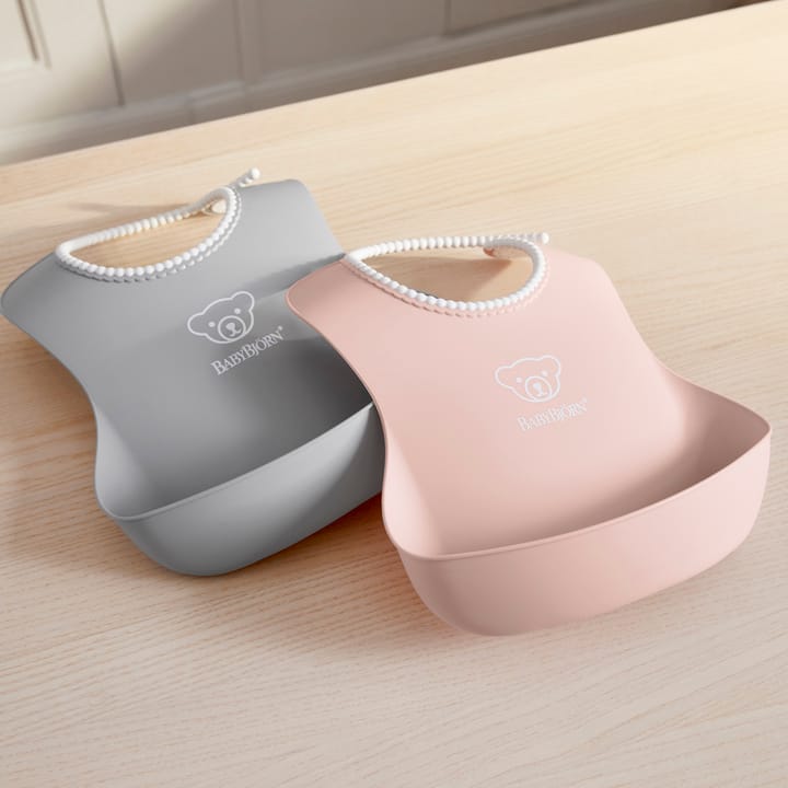 Mjuk Haklapp 2-Pack - Grå/Blekrosa Babybjörn
