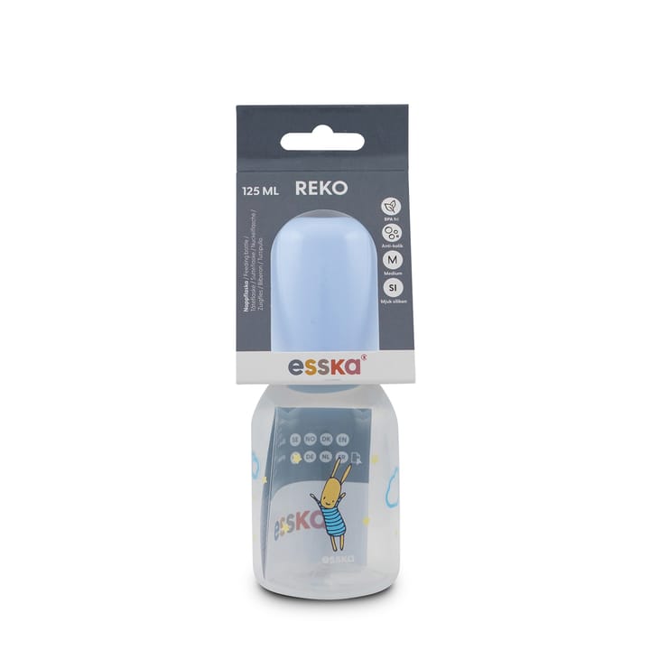 Nappflaska Reko 125ml Ljusblå Hoppis Esska