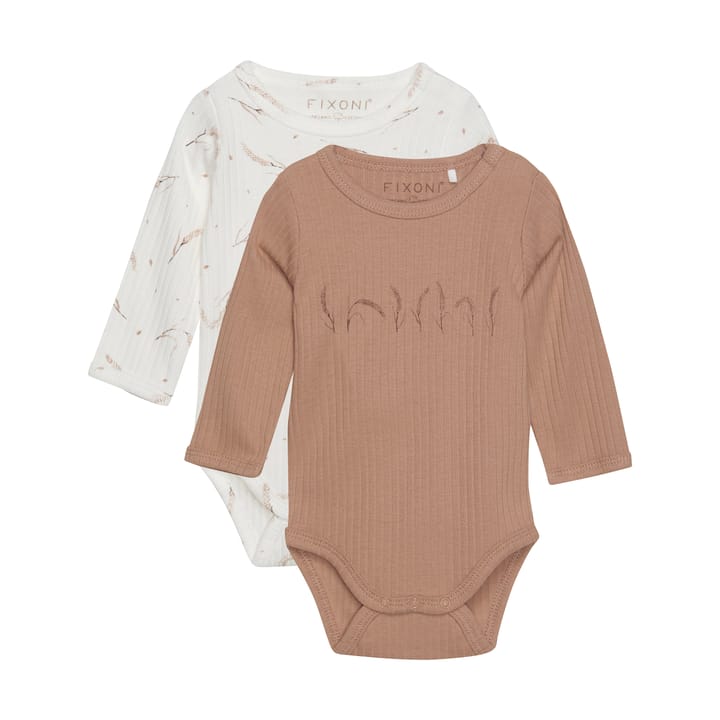 Långärmad Body Ribbad 2-pack Egret Fixoni