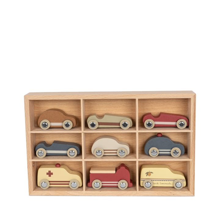 Bilar i Trä 9-pack - Beige Konges Slöjd