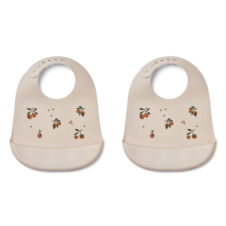 Tilda Mönstrad Haklapp Silikon 2-Pack - Peach/Sandy 