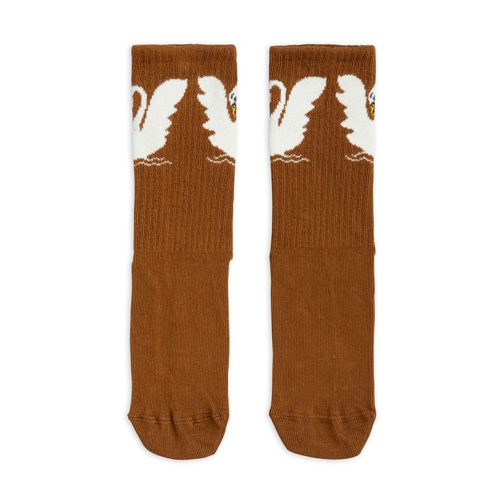 AW22 Swan Sock Anti Slip - Brun Mini Rodini