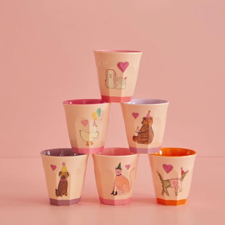 Melaminmuggar 6-Pack - Animals Lavender Rice