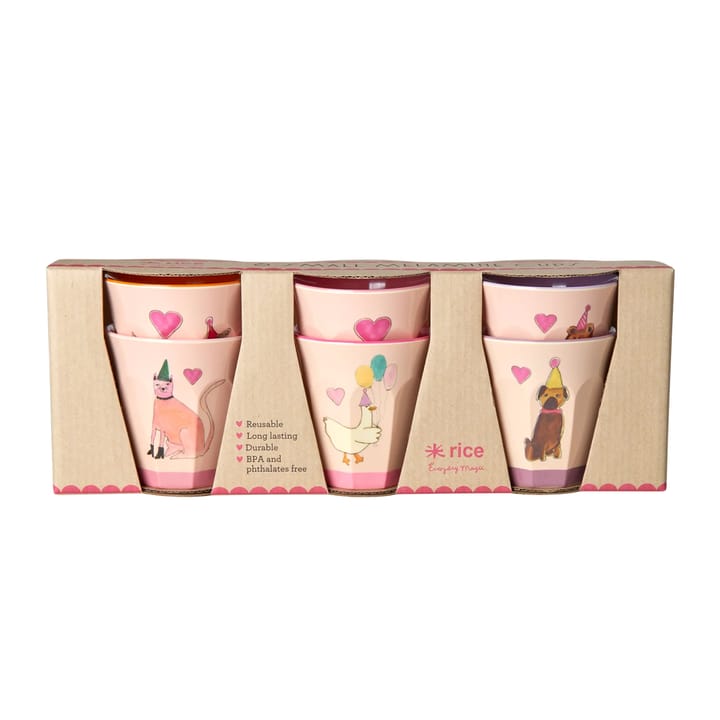 Melaminmuggar 6-Pack - Animals Lavender Rice