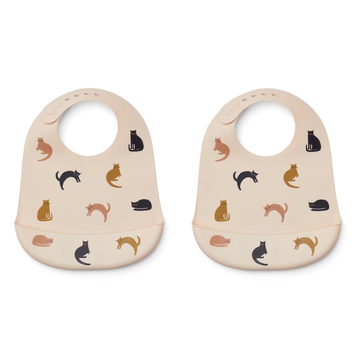 Tilda Mönstrad Haklapp Silikon 2-Pack - Miauw/Apple Blossom Bix Liewood