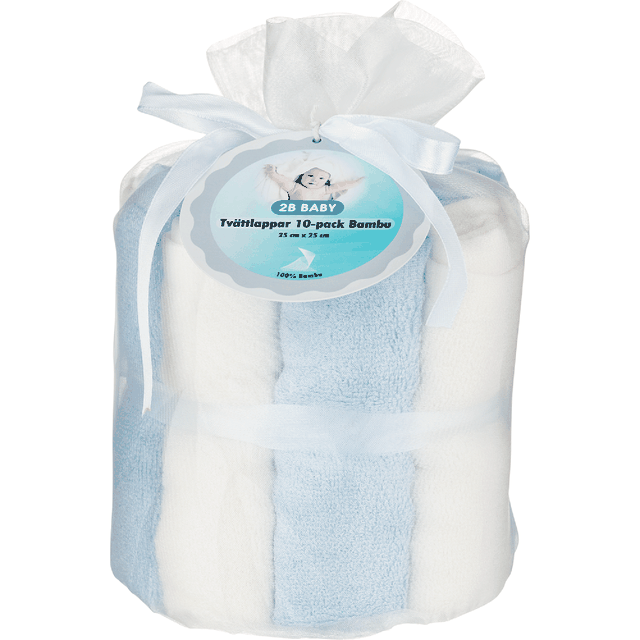 Tvättlappar Mjuk Bambu 10-pack - Blå/Vit 2B Baby