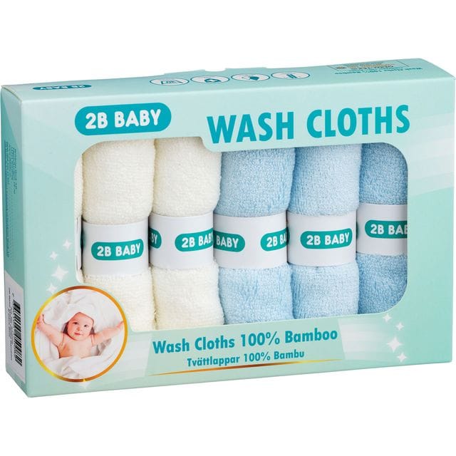 Tvättlappar Mjuk Bambu 6-pack - Blå/Vit