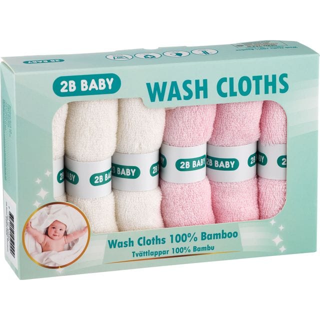 Tvättlappar Mjuk Bambu 6-pack - Rosa/Vit 2B Baby