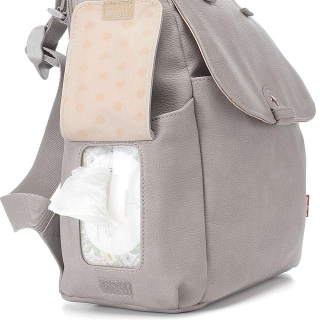 Robyn Convertible Backpack Vegan Leather Pale Grey Babymel