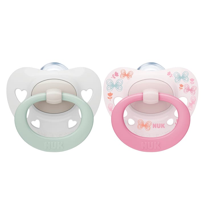Sugnapp Silikon Signature 0-6 mån - Rosa/Vit Nuk