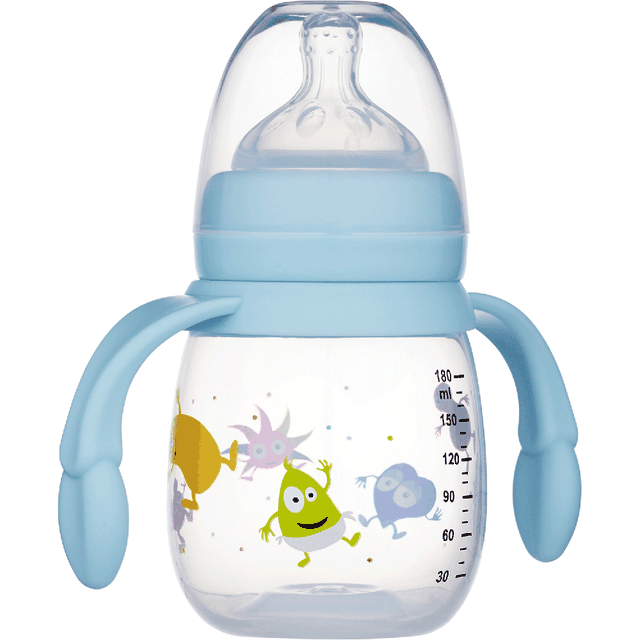 Nappflaska Med Handtag 180 Ml - Blå