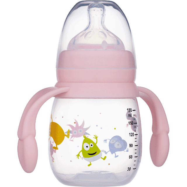 Nappflaska Med Handtag 180 Ml - Rosa